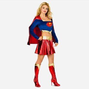 Supergirl Halloween costume superhero mini skirt cape sexy
